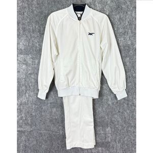 Vtg Asics Tiger Complete 2pc Tracksuit Set Zip Jacket Pants Mens M Pockets White